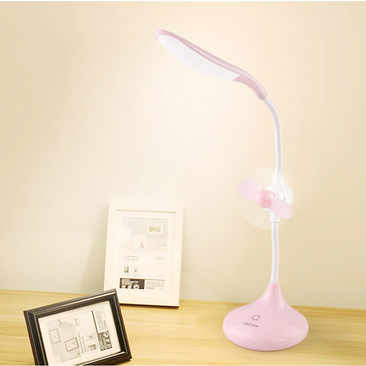 Stylish and simple dual USB charging lithium battery LED eye lamp fan