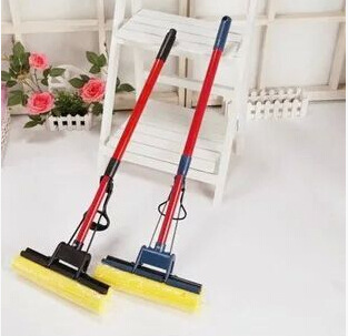 New multifunctional 27cm red pole rubber cotton mop absorbent roller telescopic iron rod rubber cotton mop manufacturer wholesale thumbnail