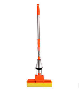 不绣钢胶棉水拖把不可伸缩滚轮挤水胶棉拖把38CM胶棉拖把厂家批发细节图