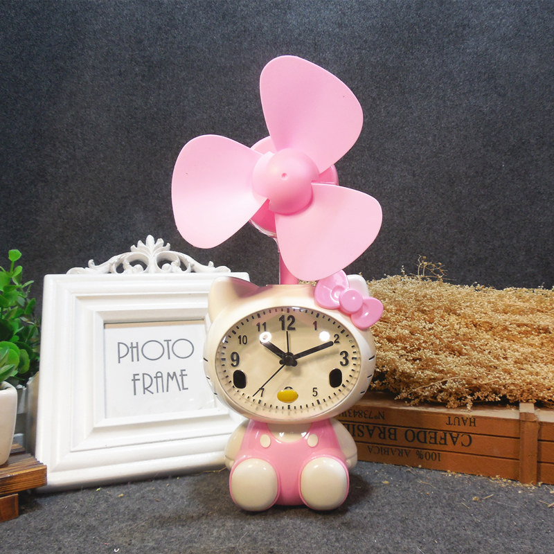 Stylish cartoon Frog Mini portable USB charging clock alarm clock fan