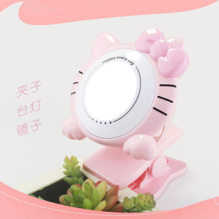 No strobe eye protection power saving USB interface cartoon clip make-up mirror LED three-in-one desk lamp