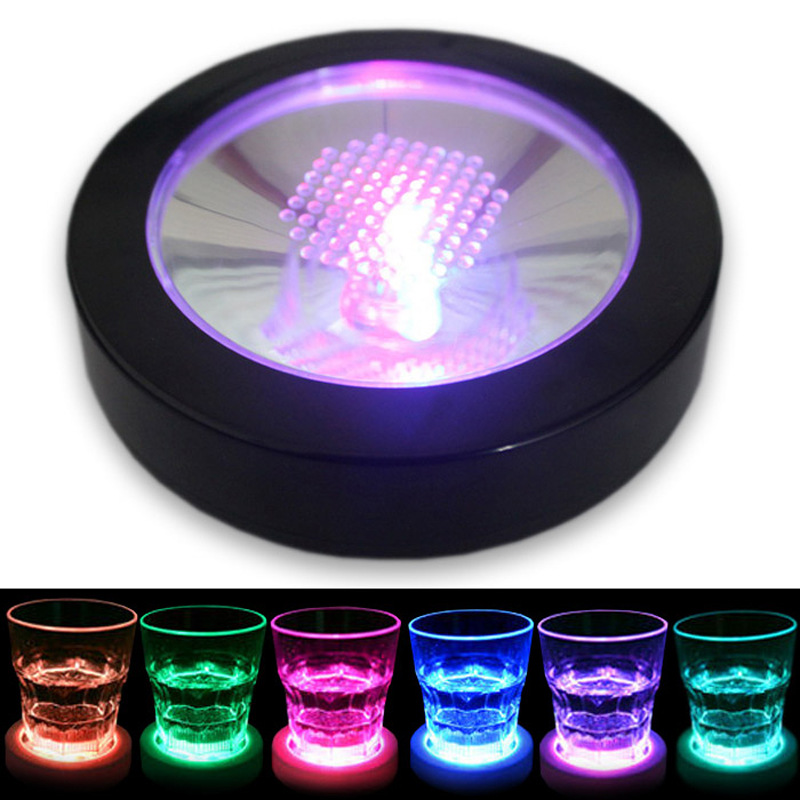 LED coasters Round luminescent coasters Bar milk tea luminescent base cocktails on drinks