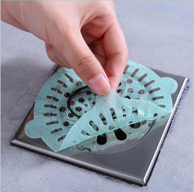 Disposable floor drain net, kitchen and bathroom floor drain, sewer drain outlet filter screen, anti-clogging net, anti-blocking floor drain sticker Specification image