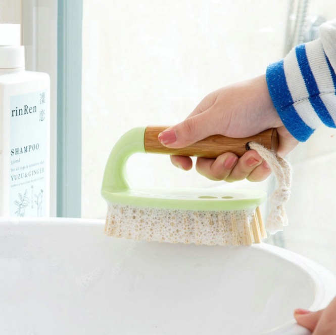 卫浴木柄浴缸刷浴室墙壁地板刷 家用多功能带手柄软毛刷洗衣刷细节图