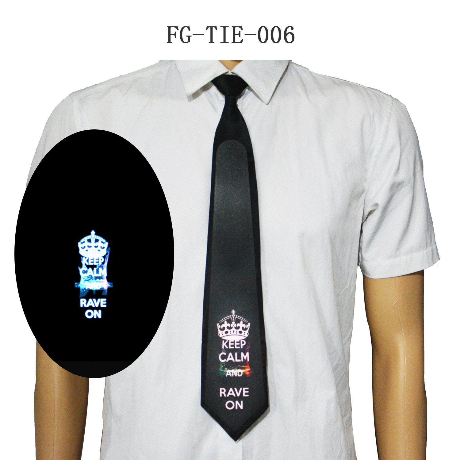 发光领带 8*44cm拉链式声控发光领带 音乐el冷光片