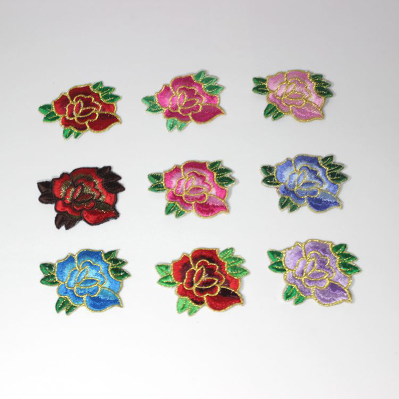 Peony Computer Embroidery Logo Cloth Patch Down Jacket Trademark Embroidery Patch Clothing Accessories Can Be Customized Application Scenario