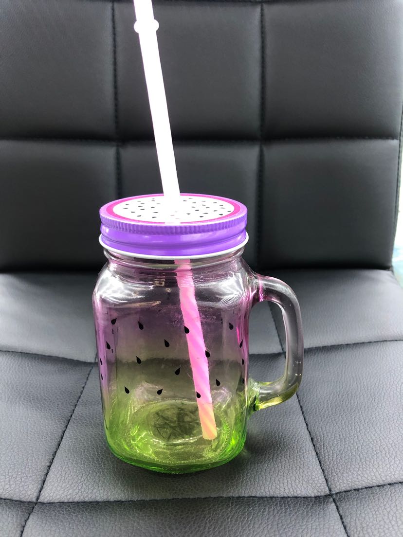 创意火龙果吸管玻璃杯牛奶杯冰淇淋杯冷饮杯