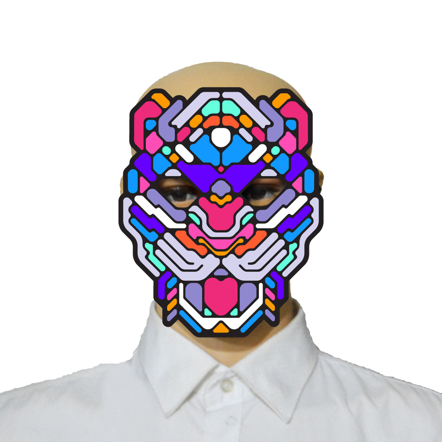 Voice - controlled luminous mask according to the rhythm of sound flashing pattern optional