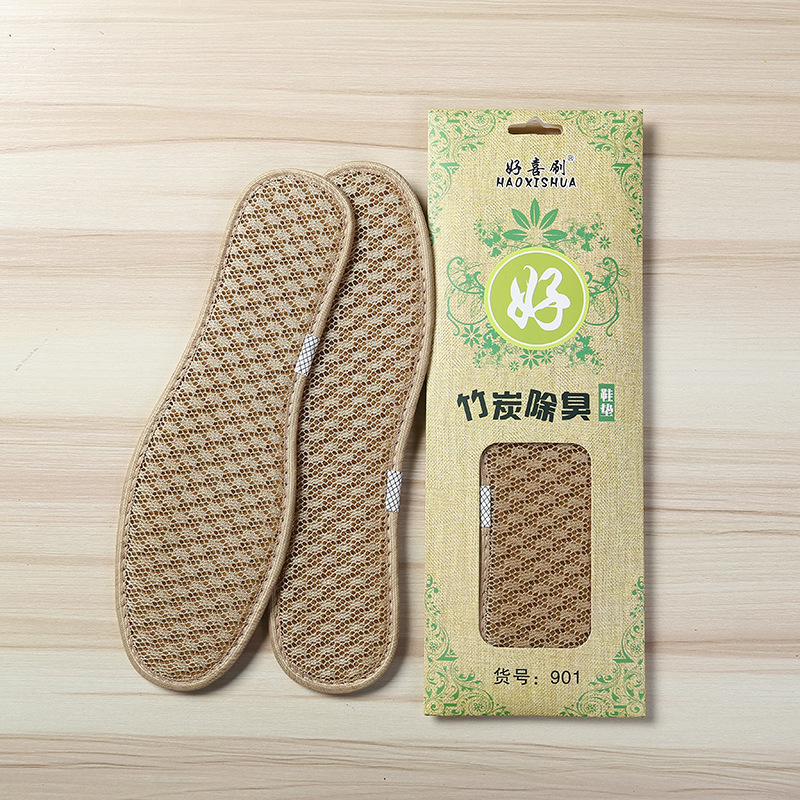Factory direct sales of Haoxi Brush Four-Season Bamboo Charcoal anti-odor Insoles, deodorizing and fragrant, men's and women's breathable and sweat-absorbing scented shoe insoles