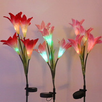 4 LED solar lily lights outdoor patio garden decorated with solar lights