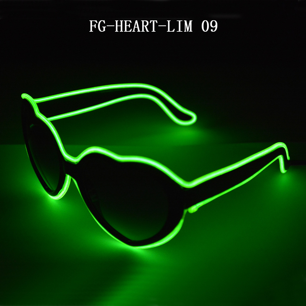 EL Heart-shaped luminous glasses with 3V drive set cold light glasses