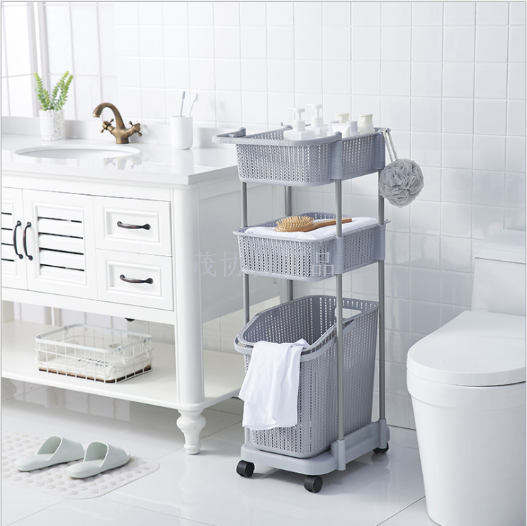 Multi-storey trolley hamper portable laundry hamper Bathroom basket with pulley hamper hamper toy shelving