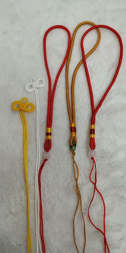 中国结，挂绳，双草花结，锦纶线帽子