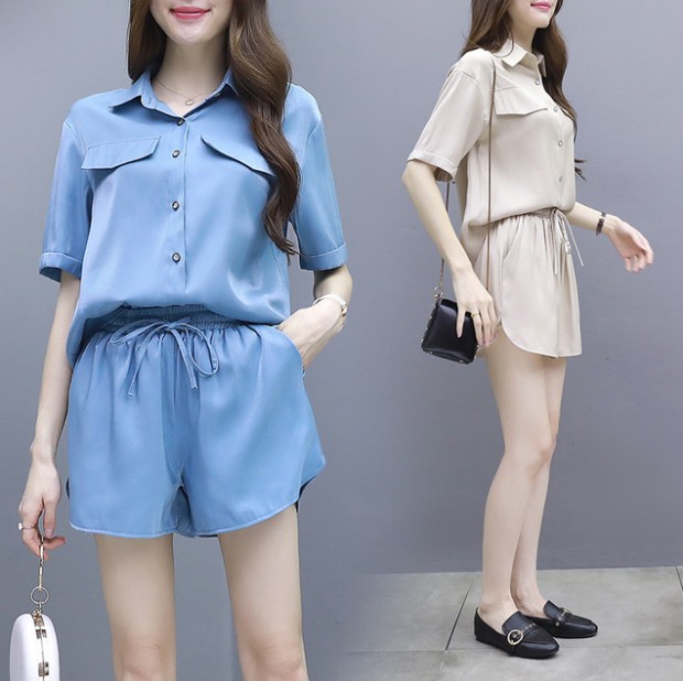 New super ethereal fashion set: Women's stylish wide-leg pants and shorts, two casual pieces details Picture