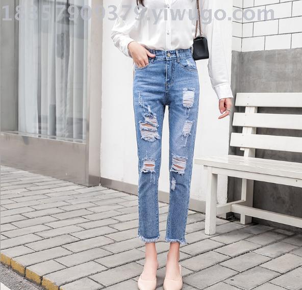 2019 Korean fashion trend High-waisted slimming 9-inch straight-leg pants for women al-ke Application Scenario