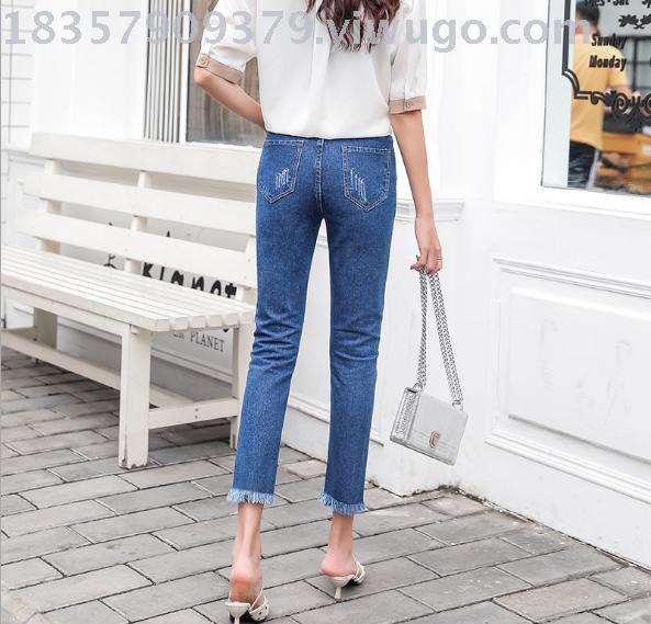 2019 Korean fashion trend High-waisted slimming 9-inch straight-leg pants for women al-ke details Picture