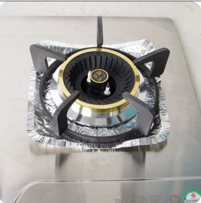 Aluminum foil high-temperature resistant oil-proof stove pad, oil-proof stove pad, aluminum foil pad, cleaning pad, ten pieces set details Picture
