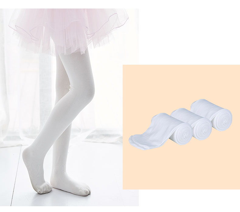 高品质儿童连裤袜夏季女童打底裤宝宝练功白色高品质跳舞舞蹈袜子产品图