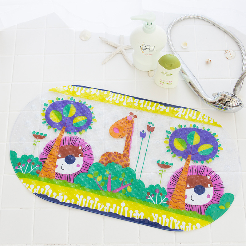 Lion Giraffe Cartoon Bath Mat Display Figure 1