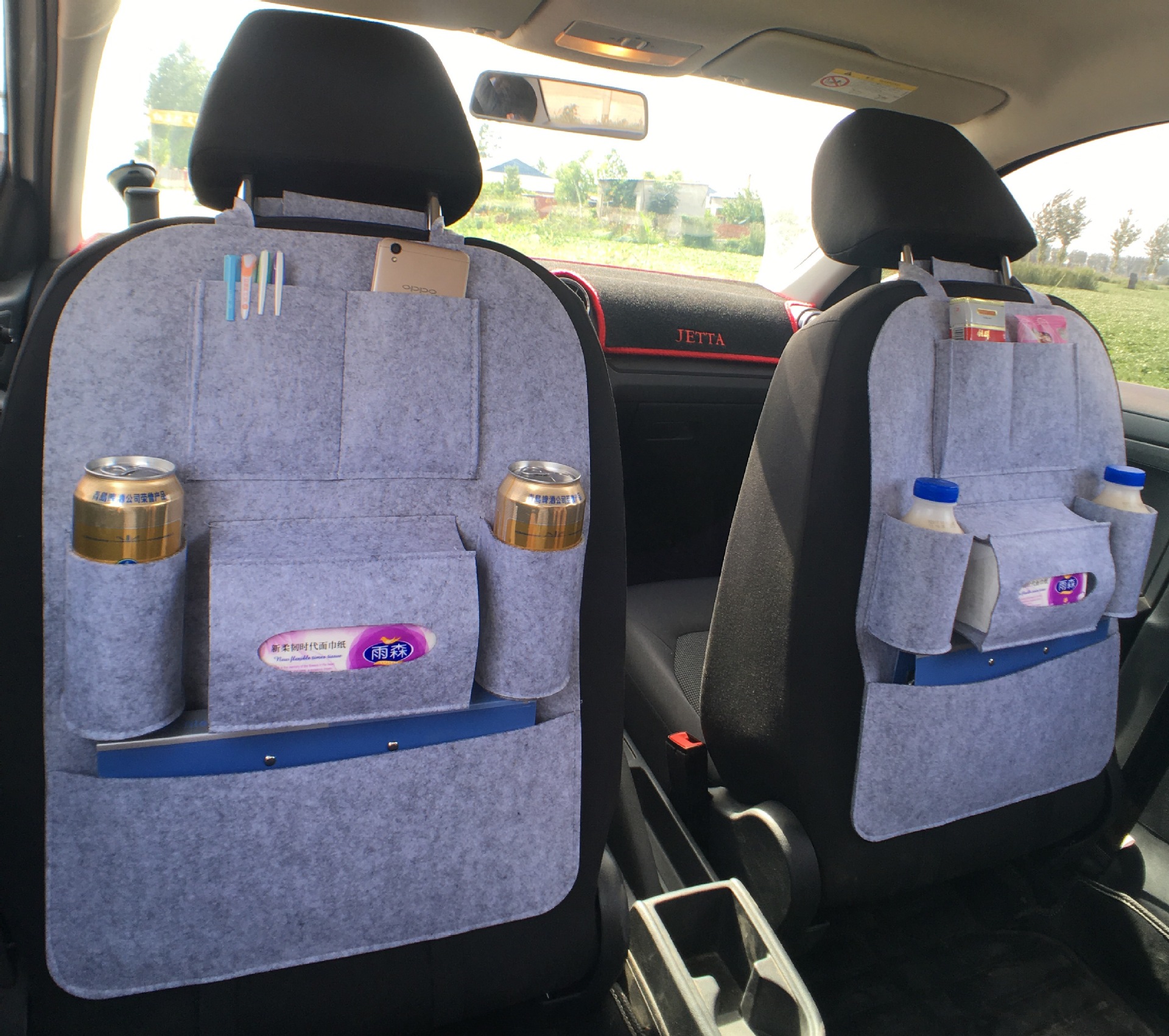 汽车置物袋毛毡坐椅置物袋收纳袋椅背袋水杯架内车内置物袋多功能仅供外贸外销仅供外贸外销仅供外贸外销细节图