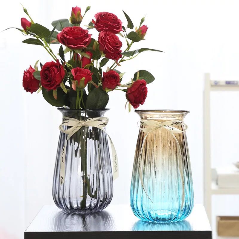 玻璃杯创意简约玻璃花瓶透明变色水培花器花瓶客厅摆件