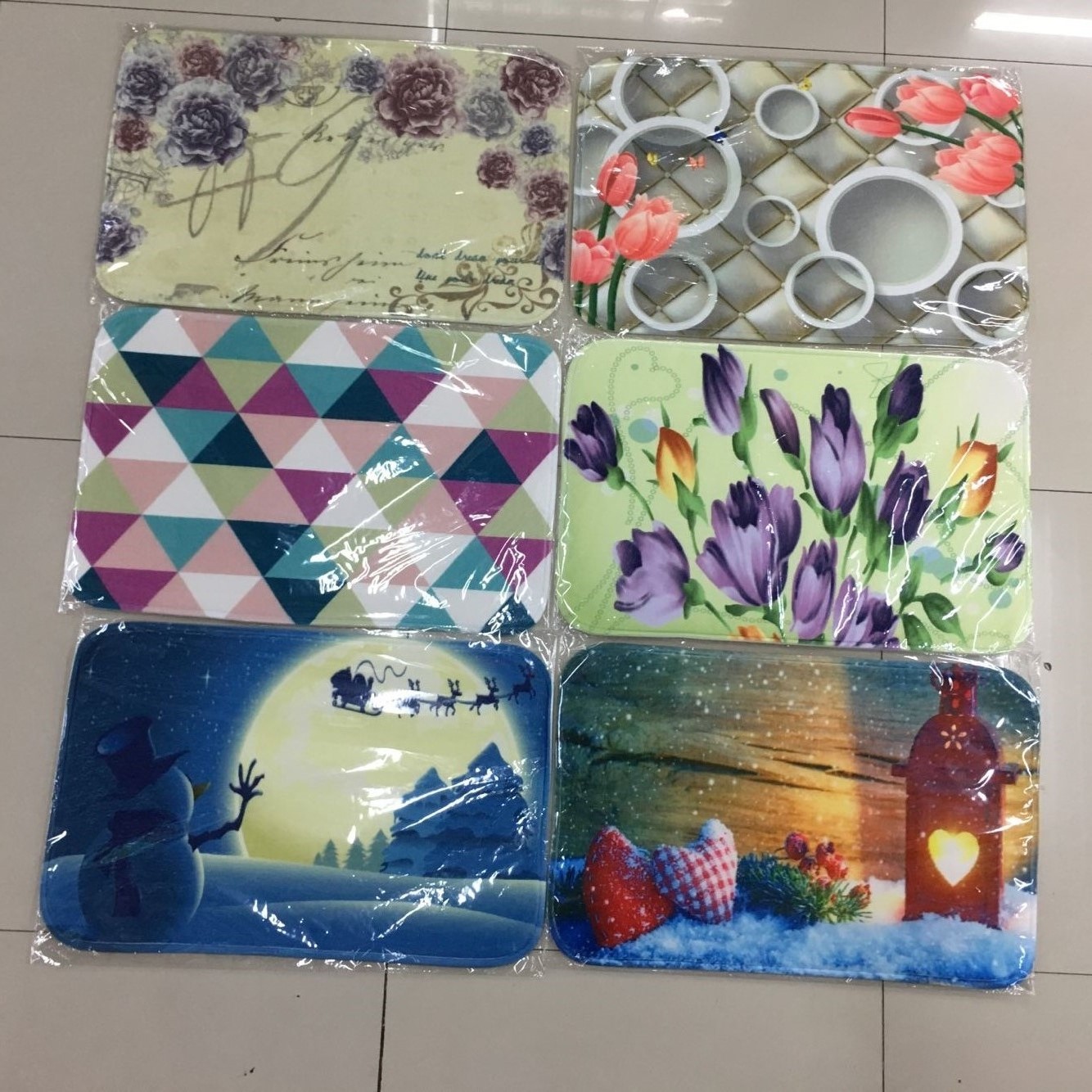 1.0cm thick color-printed coral fleece floor mat, flannel floor mat, anti-slip mat, spray-painted water-absorbing mat Application Scenario