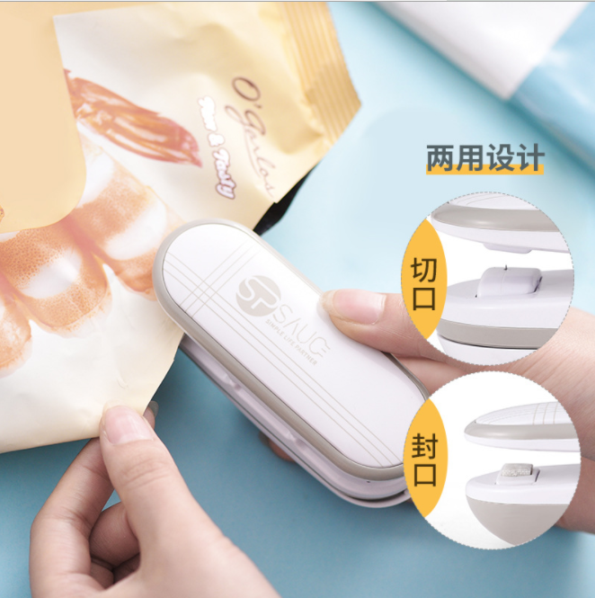 Japanese mini portable sealing machine, small household plastic bag sealing device, snack hand-pressed electric heating sealing device Specification image