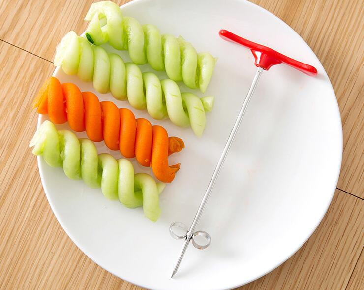 304 stainless steel spiral knife creative cutting cucumber rotary knife spiral coil home fruit and vegetable twist knife wave knife