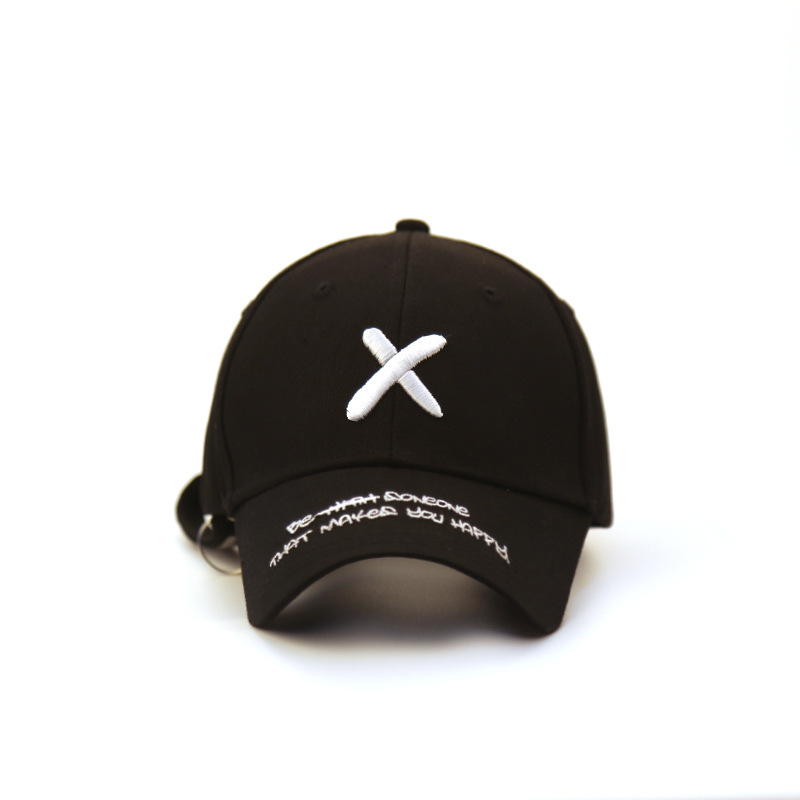 Big X Black Bat Ball Cap Personality Letter Embroidery Long Cap With Duck Cap Female Hipster Everything With Fashion Korean Version Everything Baseball Cap details Picture