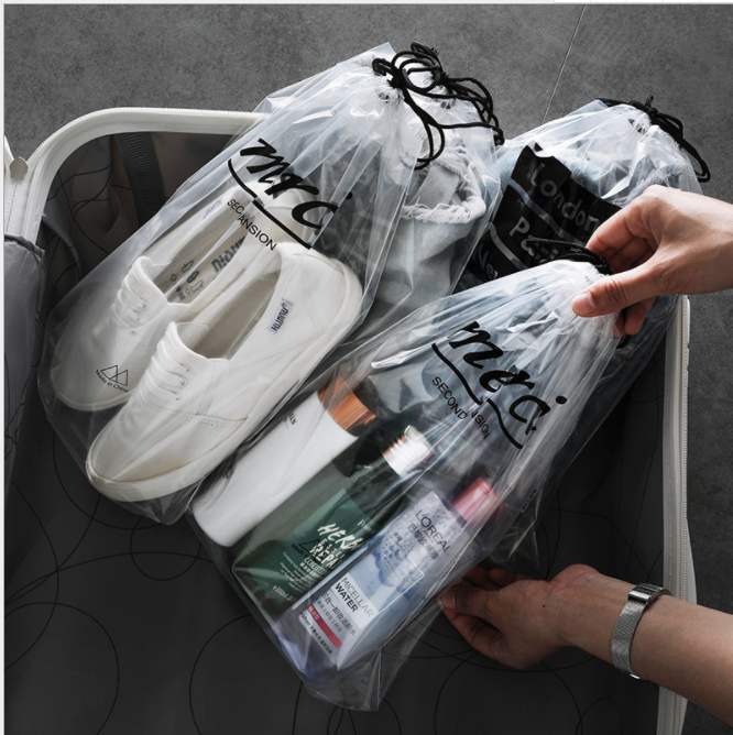 Transparent travel storage bags, waterproof shoe storage bags, essential travel drawstring bags, clothing drawstring bags, underwear bags details Picture