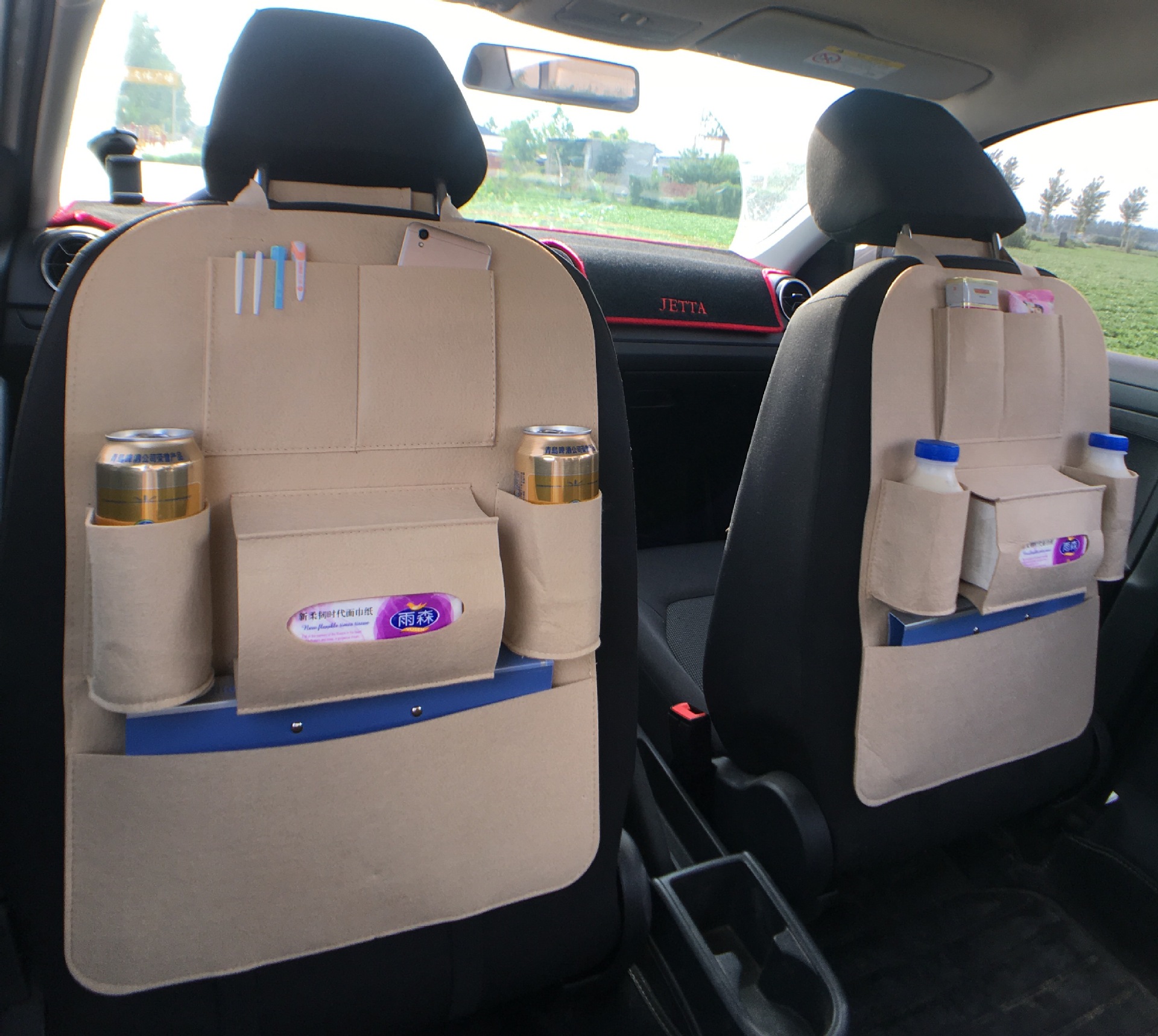 汽车置物袋毛毡坐椅置物袋收纳袋椅背袋水杯架内车内置物袋多功能仅供外贸外销仅供外贸外销仅供外贸外销