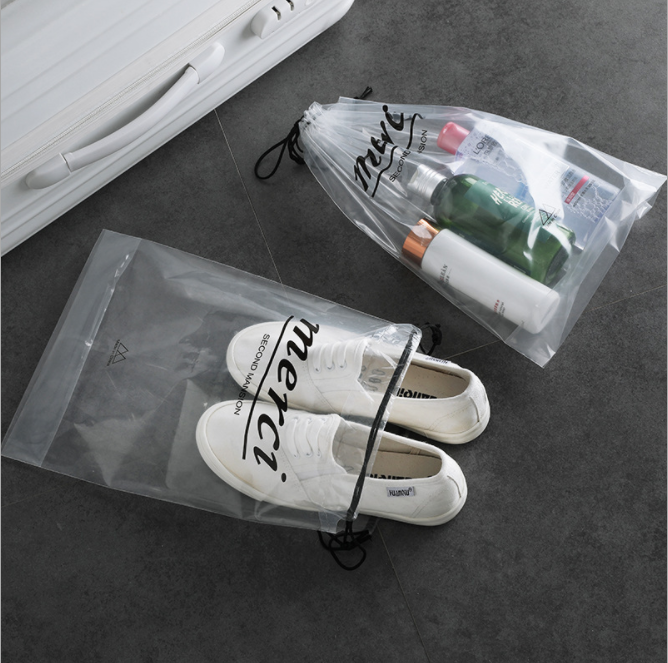 Transparent travel storage bags, waterproof shoe storage bags, essential travel drawstring bags, clothing drawstring bags, underwear bags Application Scenario