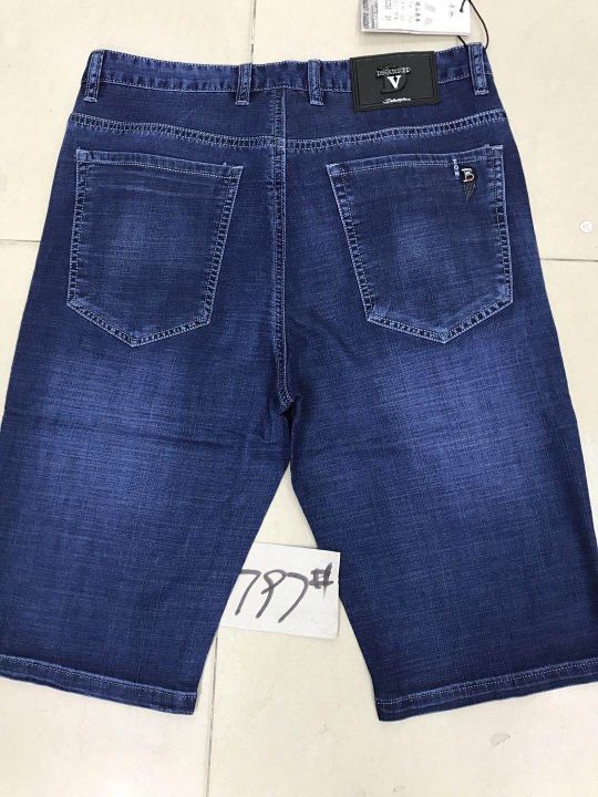 Business version high-elastic denim mid-length pants Application Scenario