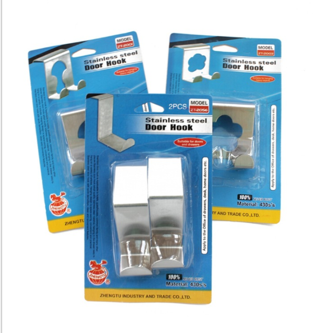 Two sets of stainless steel door back hooks for kitchen and bathroom multi-functional doors, seamless coat and hat hooks, and nail-free hooks
