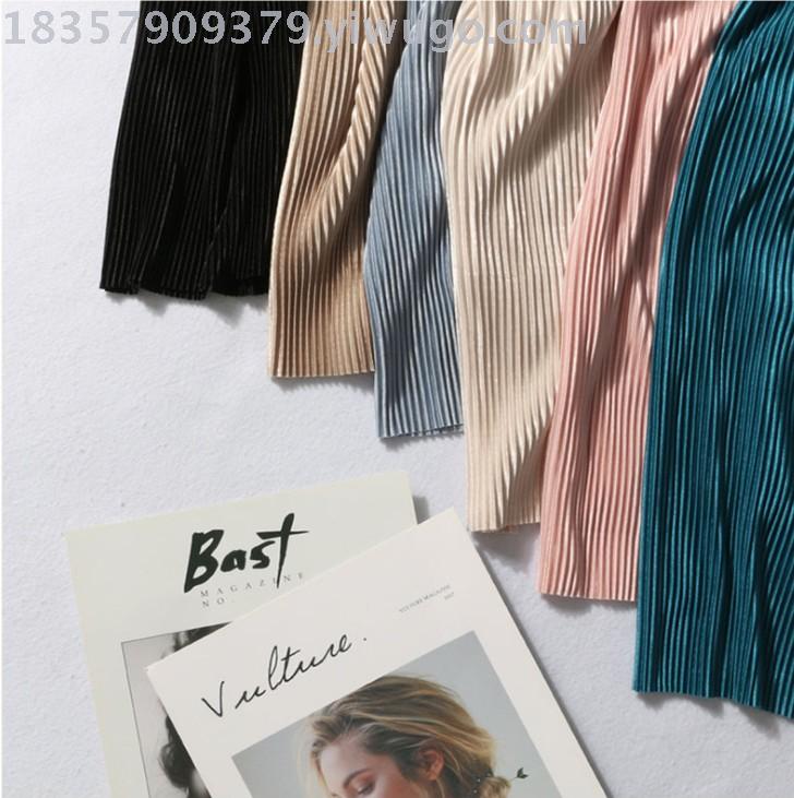 New Spring and summer pleated ice silk chiffon wide-leg pants Korean-style versatile casual nine-inch pants details Picture