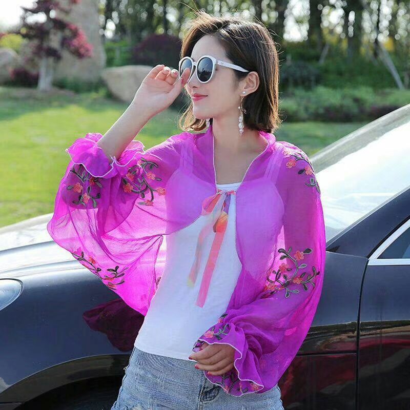 New women's sun-protective clothing, snow-proof silk scarf, small shawl, versatile thin coat w2 Application Scenario