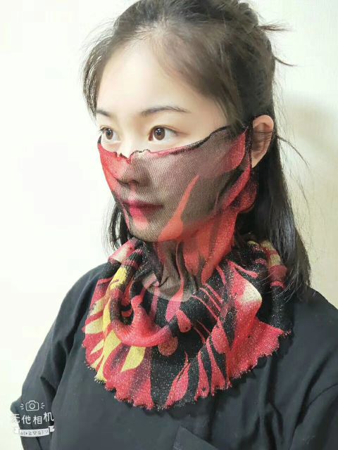 2019围巾百变面纱小丝巾挂耳式薄款围脖百搭W2