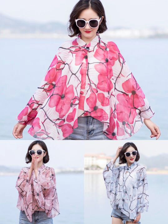 女士普通版防晒披肩，纯色型，大花型，定位型，防晒衣，雪纺衫，