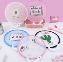 Handle memory steel wire fabric cartoon folding portable round small fan craft fan small gift wholesale
