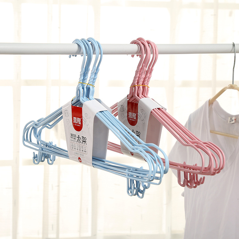 成人浸塑带勾晾衣架 厂家供货纯色金属衣架 无痕铁丝衣服撑批发