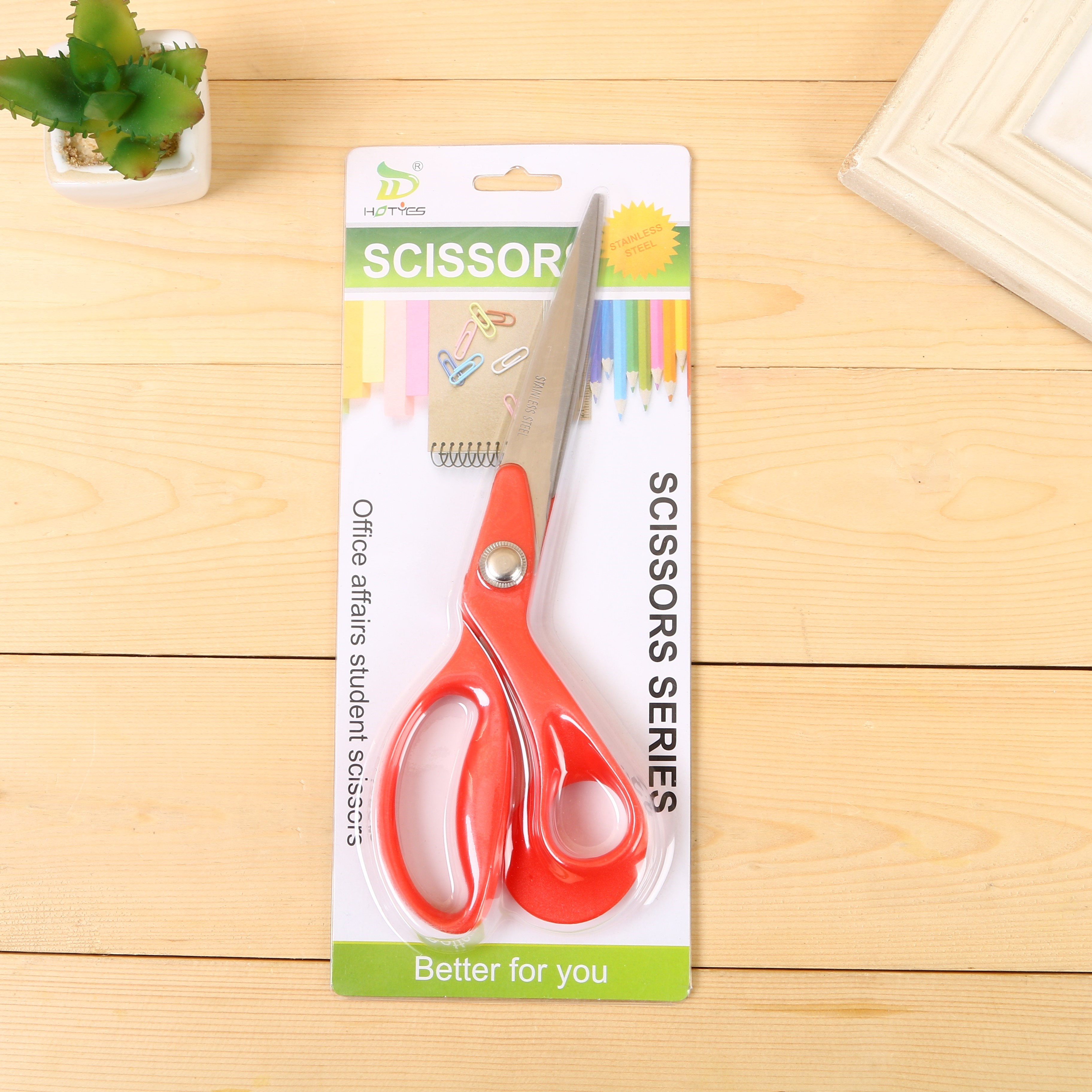 Office and study scissors, office scissors, 9-inch home office scissors, red handle 9-inch home office scissors full figure