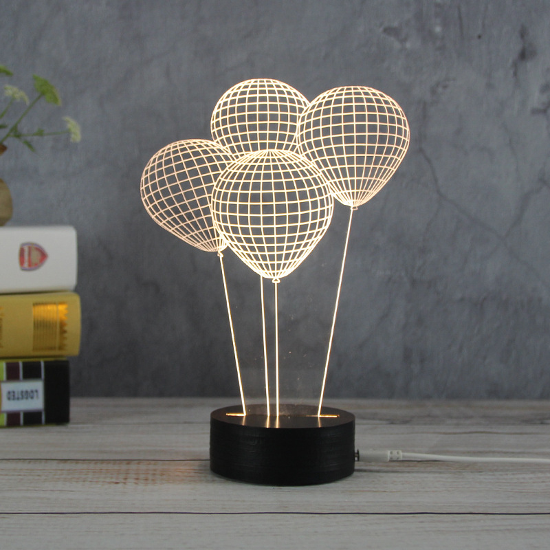 LED night light creative Gift 3D Visual stereo lamp USB computer powered Valentine's Day gift Application Scenario