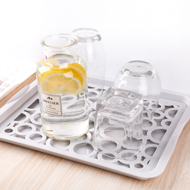 双层沥水盘塑料长方形置物架 厨房茶水托盘茶盘家用水果盘