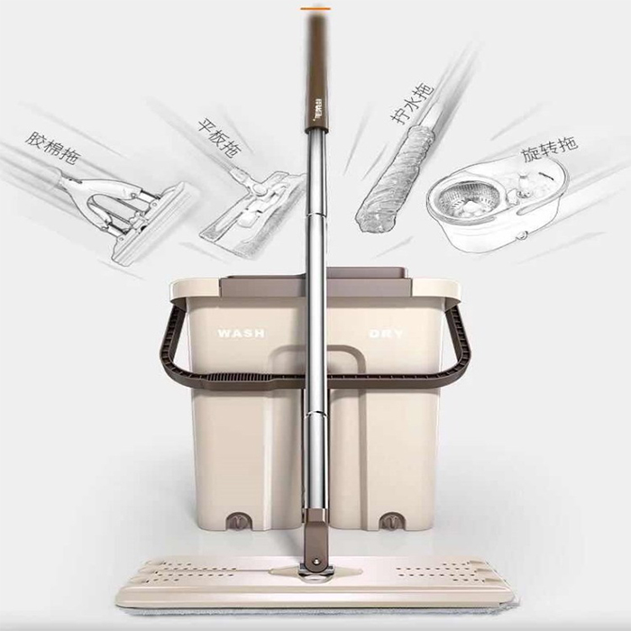 Large scratch-off scratch-off disposable mop bucket, disposable flat mop, lazy mop, household flat mop, rotating flat mop