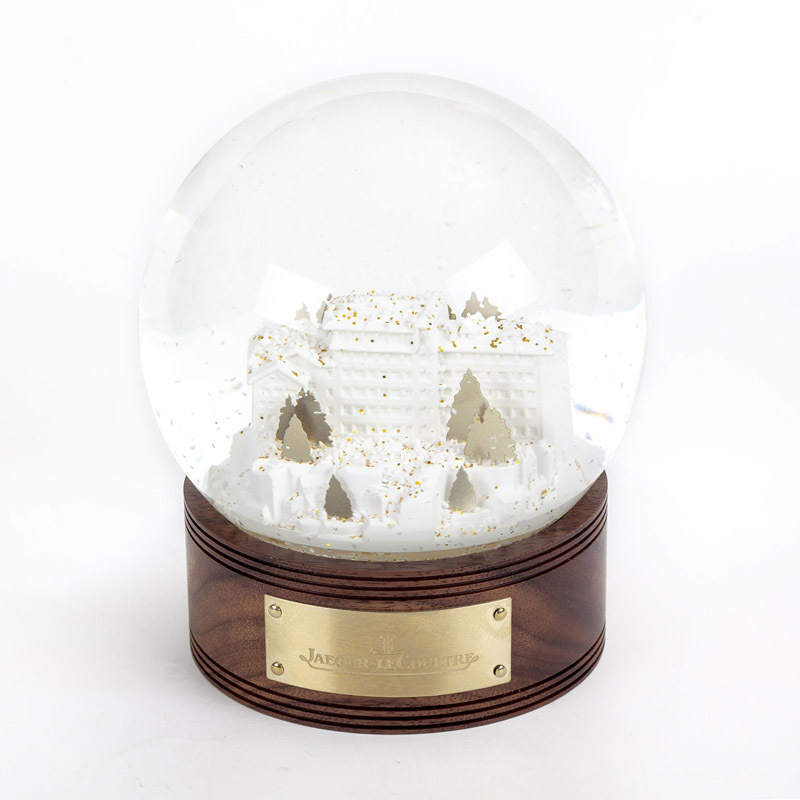 100mm high quality wood base Christmas crystal ball 3D white model electroplated iron top grade snow ball