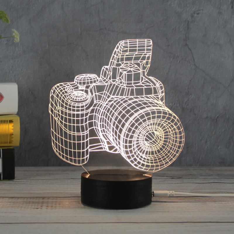 3D small night light LED acrylic desk lamp wood base USB computer powered small gift Application Scenario