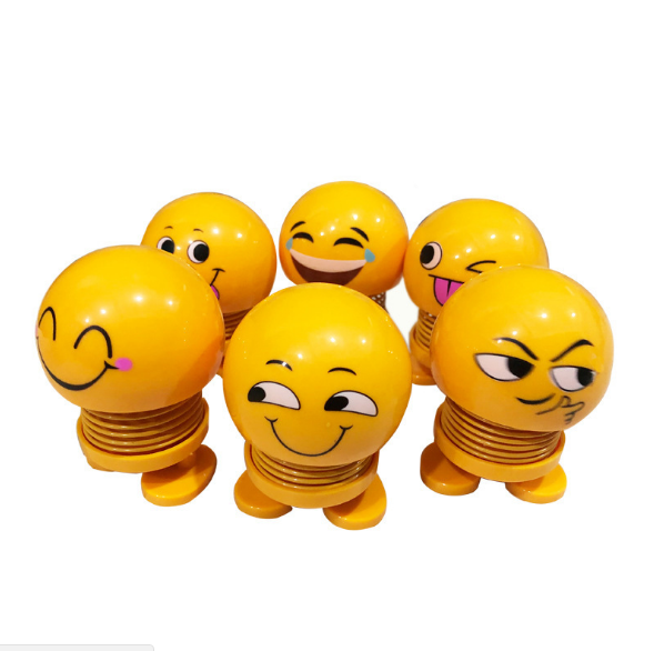 表情公仔车载弹簧表情包网红抖音摆件车内饰笑脸