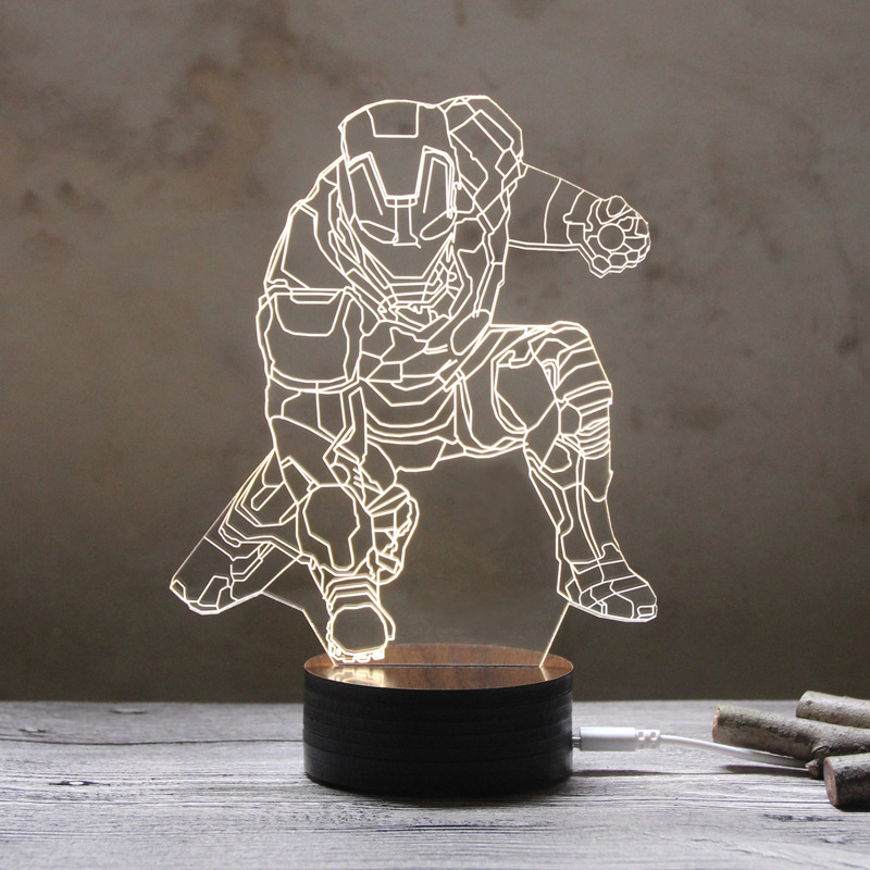 Creative 3D visual wood acrylic decorative table lamp LED Night light UDB powered fashion table lamp