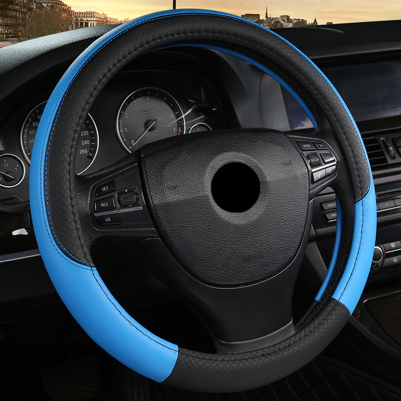 All-leather breathable all-season universal anti-slip and sweat-absorbing D-type car handlebar cover, small SUV leather cover Specification image