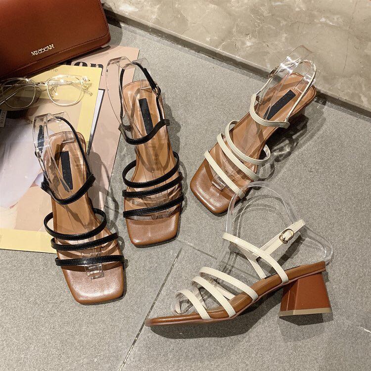 粗跟高跟鞋凉鞋产品图